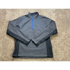 Spyder Sweater Large Gray Mens Casual 1/4 Zip Logo Pullover Long Sleeve Outdoor